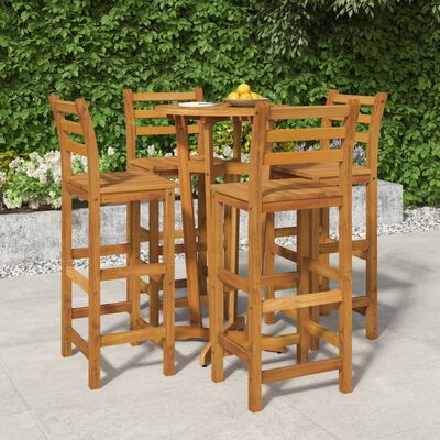 vidaXL 5 pcs conjunto de bar para jardim madeira de acácia maciça