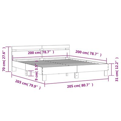 vidaXL Estrutura cama c/ cabeceira 200x200 cm derivados madeira branco