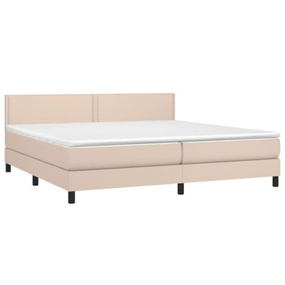 vidaXL Cama com molas/colchão 200x200 cm couro artificial cappuccino