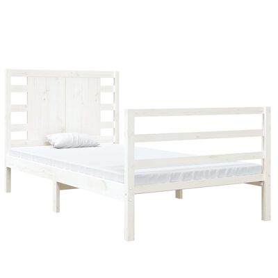 vidaXL Estrutura de cama solteiro 90x190 cm pinho maciço branco