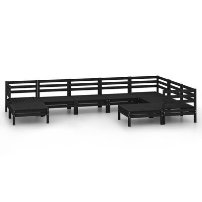 vidaXL 9 pcs conjunto lounge de jardim pinho maciço preto