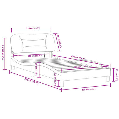 vidaXL Estrutura cama c/ luzes LED 100x200 cm couro artif. cappuccino