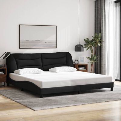 vidaXL Estrutura de cama c/ luzes LED 200x200 cm tecido preto