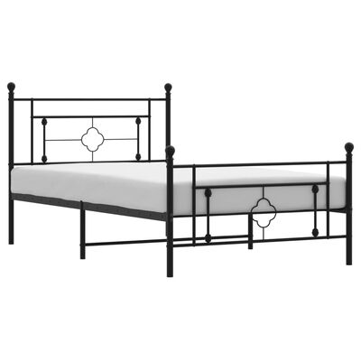 vidaXL Estrutura de cama com cabeceira e pés 107x203 cm metal preto