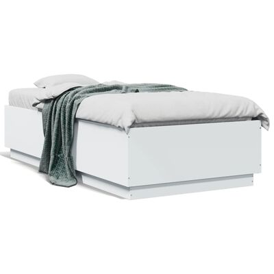 vidaXL Estrutura cama c/ luzes LED 75x190 cm derivados madeira branco