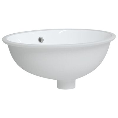 vidaXL Lavatório casa de banho oval 43x35x19 cm cerâmica branco
