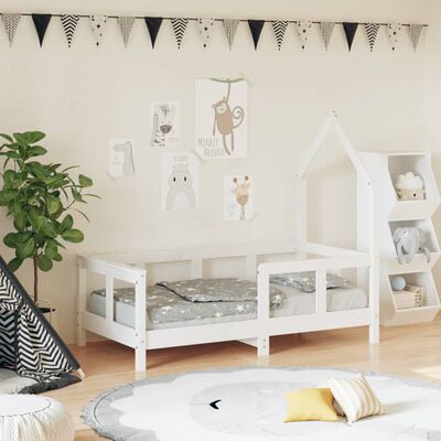 vidaXL Estrutura de cama infantil 70x140 cm pinho maciço branco