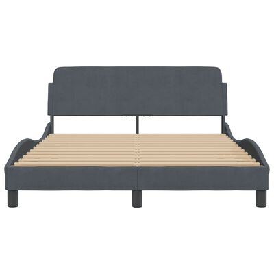 vidaXL Estrutura de cama c/ cabeceira 140x190cm veludo cinzento-escuro