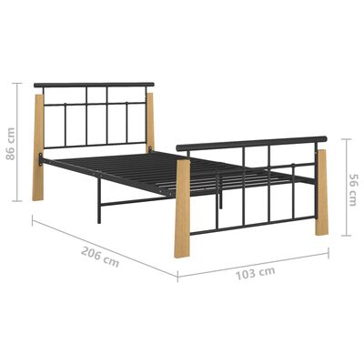 vidaXL Estrutura de cama 90x200 cm metal e madeira de carvalho maciça