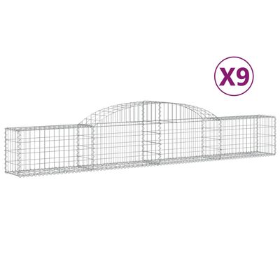 vidaXL Cestos gabião arqueados 9 pcs 300x30x40/60 cm ferro galvanizado