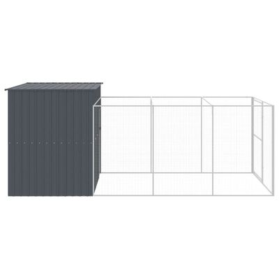 vidaXL Casota p/ cães c/ parque 214x457x181 cm aço galvaniz. antracite