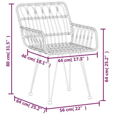 vidaXL 5 pcs conjunto de jantar p/ jardim vime PE