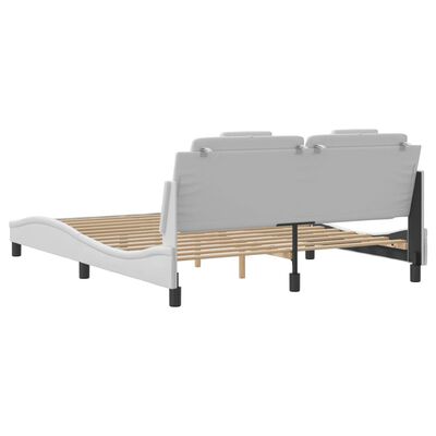 vidaXL Estrutura cama c/ cabeceira 160x200 cm couro artificial branco