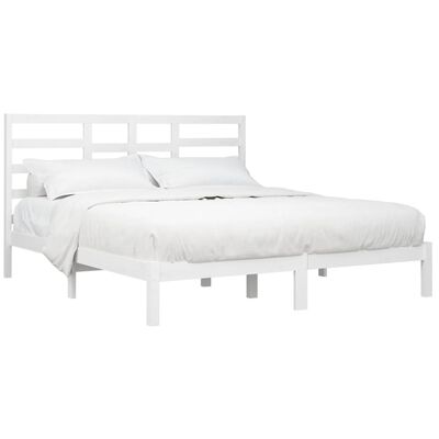 vidaXL Estrutura de cama super king pinho maciço 180x200 cm branco