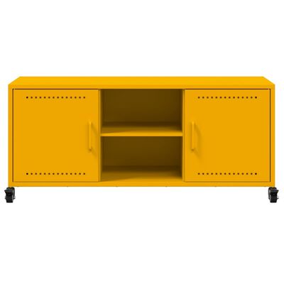 vidaXL Móvel de TV 100,5x39x43,5 cm aço amarelo mostarda