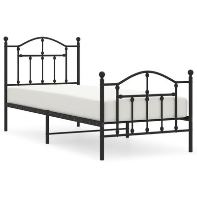 vidaXL Estrutura de cama com cabeceira e pés 90x200 cm metal preto