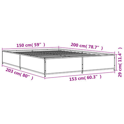 vidaXL Estrutura de cama 150x200 cm derivados madeira/metal