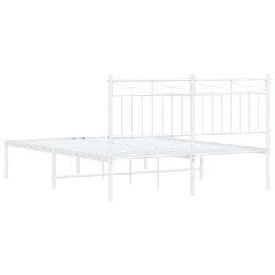 vidaXL Estrutura de cama com cabeceira 135x190 cm metal branco