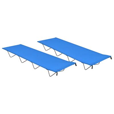 vidaXL Camas de campismo 2 pcs 180x60x19 cm tecido oxford e aço azul