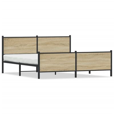 vidaXL Estrutura de cama sem colchão 193x203cm metal carvalho sonoma