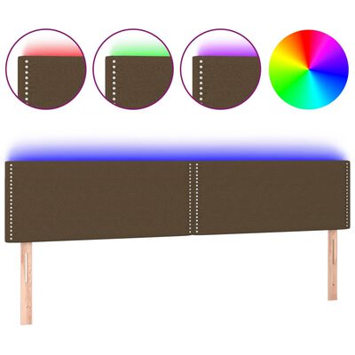 vidaXL Cabeceira de cama c/ luzes LED tecido 180x5x78/88 cm castanho