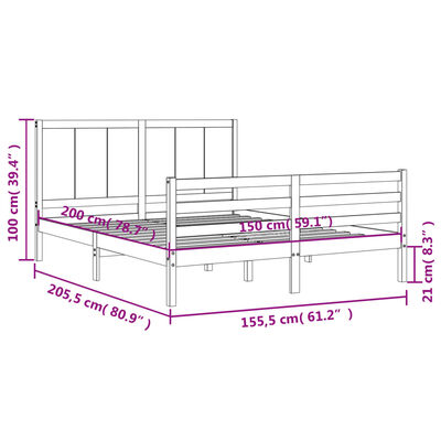 vidaXL Estrutura de cama King Size com cabeceira madeira maciça branco