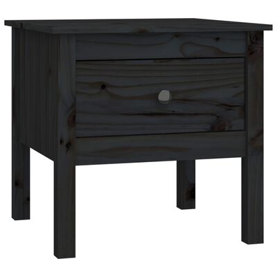 vidaXL Mesa de apoio 50x50x49 cm pinho maciço preto