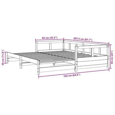 vidaXL Sofá-cama sem colchão 80x200 cm madeira de pinho maciça