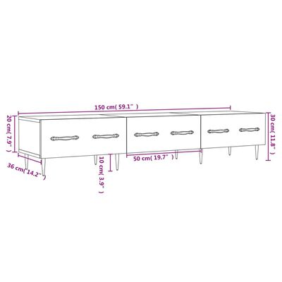 vidaXL Móvel de TV 150x36x30 cm derivados de madeira branco brilhante