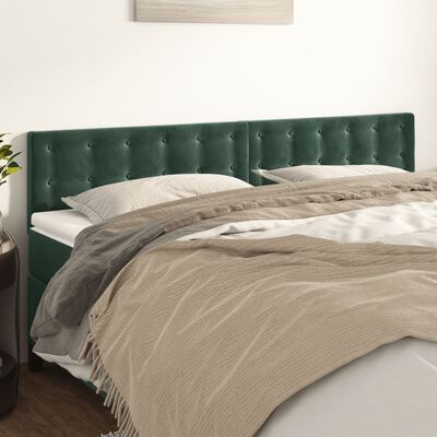 vidaXL Cabeceira de cama 2 pcs veludo 100x5x78/88 cm verde-escuro