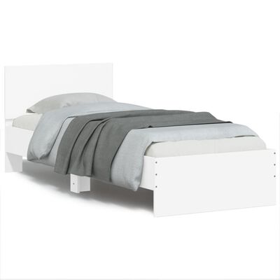 vidaXL Estrutura de cama c/ cabeceira 90x190 cm deriv. madeira branco