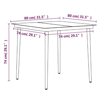 vidaXL 3 pcs conjunto de jantar para jardim com almofadões preto