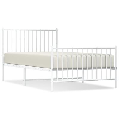 vidaXL Estrutura de cama com cabeceira e pés 100x190 cm metal branco