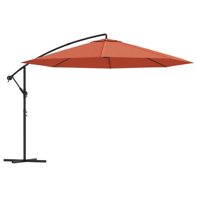 vidaXL Guarda-sol cantilever com poste de alumínio 350 cm terracota