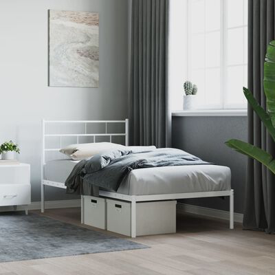 vidaXL Estrutura de cama com cabeceira 90x190 cm metal branco