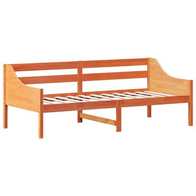 vidaXL Sofá-cama 100x200 cm madeira de pinho maciça castanho cera