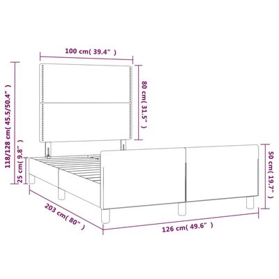 vidaXL Estrutura de cama c/ cabeceira 120x200cm couro artificial preto