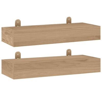 vidaXL Prateleiras de parede 2 pcs 40x15x4 cm madeira de teca maciça