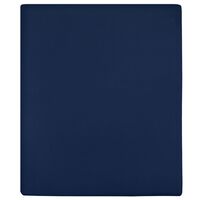 vidaXL Lençol ajustável 90x200 cm algodão jersey azul marinho