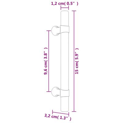 vidaXL Puxadores para móveis 20 pcs 96 mm aço inoxidável preto