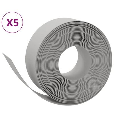 vidaXL Bordas de jardim 5 pcs 10 m 20 cm polietileno cinzento