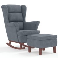 vidaXL Cadeira baloiço c/ pernas de metal e banco veludo cinza-escuro