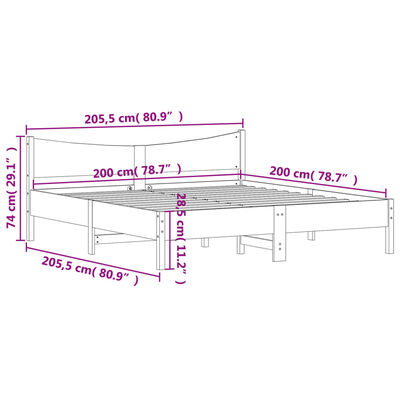 vidaXL Cama sem colchão 200x200 cm pinho maciço castanho-mel