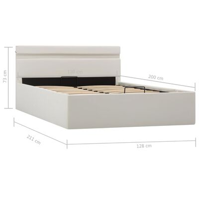 vidaXL Cama hidráulica c/ arrumação LED 120x200cm couro artifi. branco