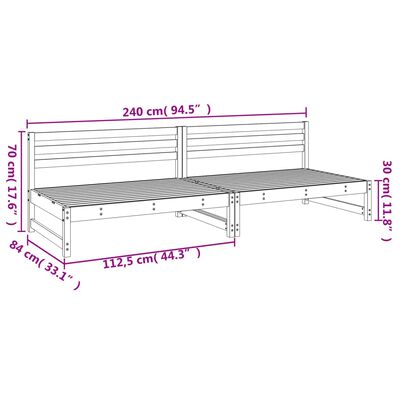 vidaXL Sofás de centro para jardim 2 pcs 120x80 cm pinho maciço cinza