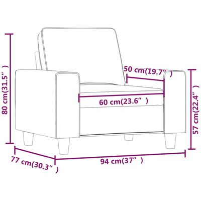 vidaXL Poltrona 60 cm tecido cor creme