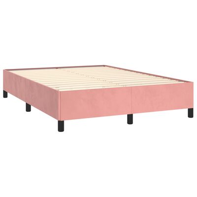 vidaXL Estrutura de cama 140x200 cm veludo rosa