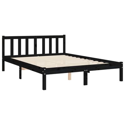 vidaXL Estrutura de cama com cabeceira 120x200cm madeira maciçao preto