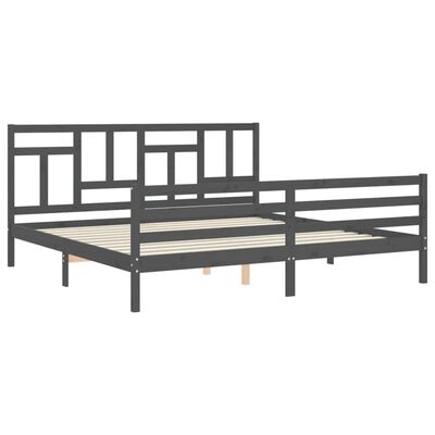 vidaXL Estrutura de cama com cabeceira 200x200 cm madeira maciça cinza