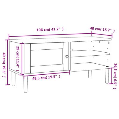 vidaXL Móvel de TV SENJA aspeto vime 106x40x49 cm pinho maciço branco